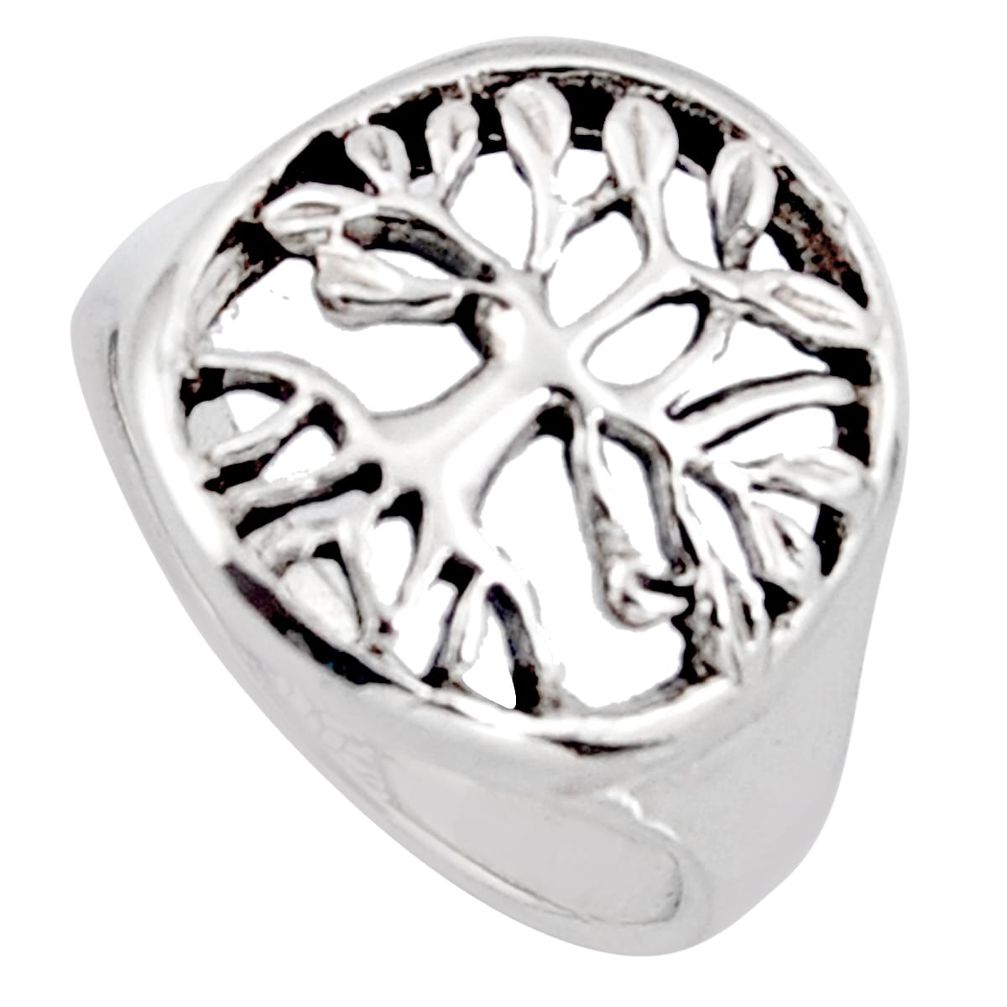 4.68gms indonesian bali style solid 925 silver tree of life ring size 6.5 c6974