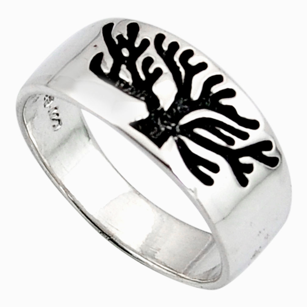 3.48gms indonesian bali style solid 925 silver tree of life ring size 6.5 c6975