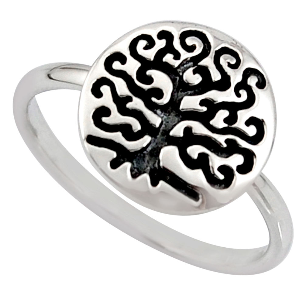 3.26gms indonesian bali style solid 925 silver tree of life ring size 9 c6978