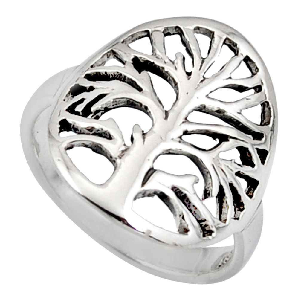 2.89gms indonesian bali style solid 925 silver tree of life ring size 5.5 c6979