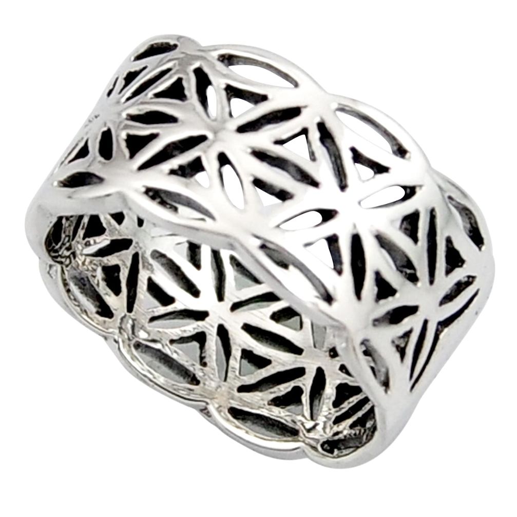 925 silver 5.89gms indonesian bali style solid flower ring size 6.5 c6980