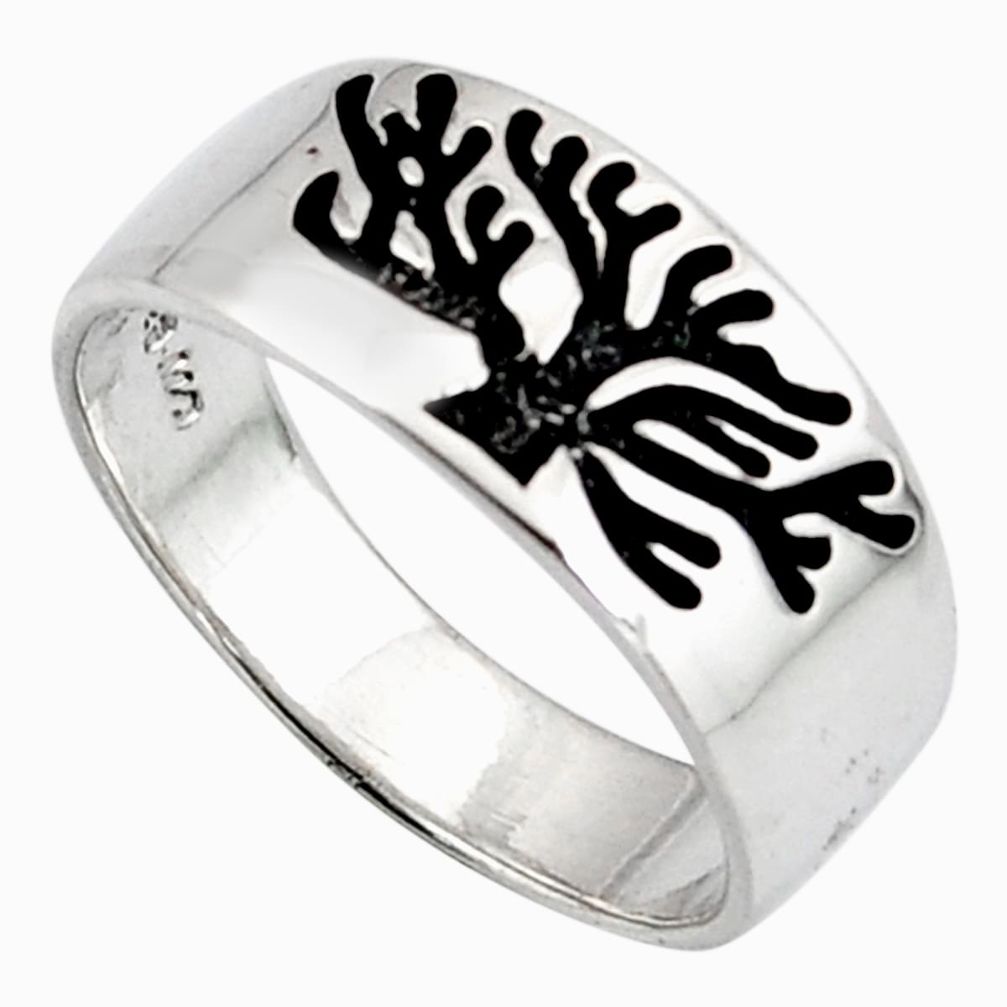 3.89gms indonesian bali style solid 925 silver tree of life ring size 6.5 c6990