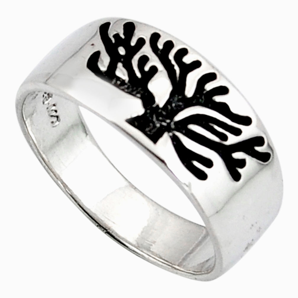 4.02gms indonesian bali style solid 925 silver tree of life ring size 6.5 c6991