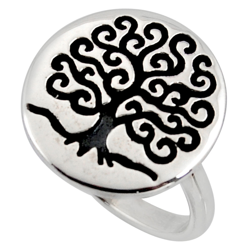 3.26gms indonesian bali style solid 925 silver tree of life ring size 9 c6995