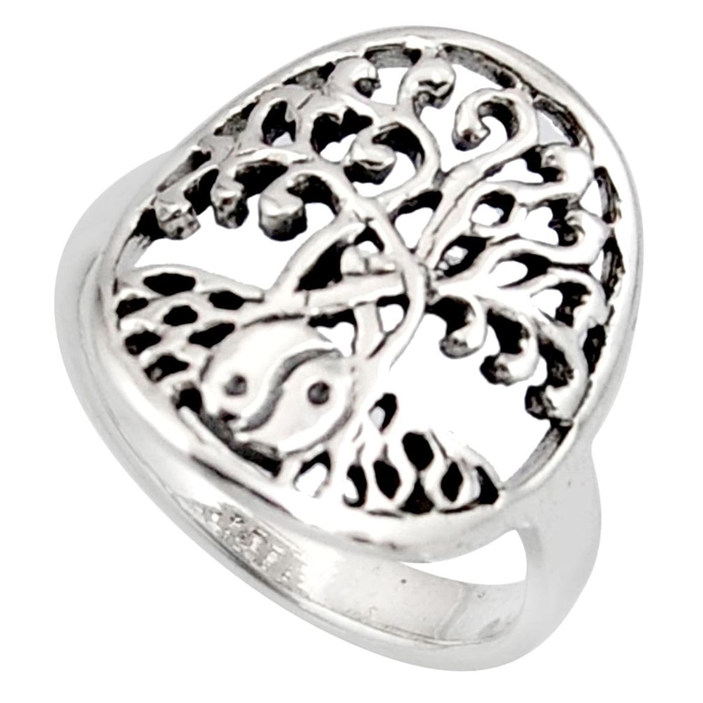 3.69gms indonesian bali style solid 925 silver tree of life ring size 8.5 c7001