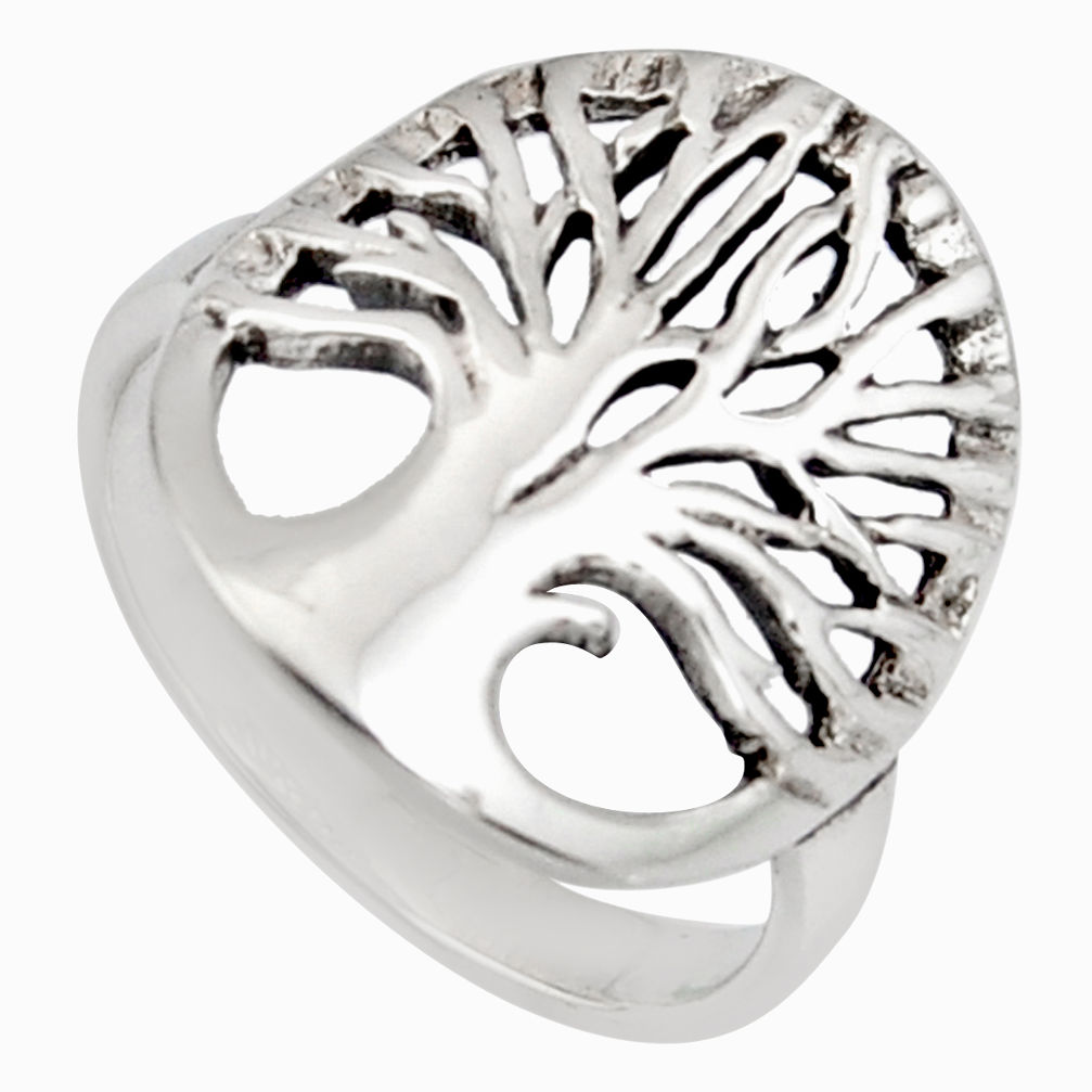 4.02gms indonesian bali style solid 925 silver tree of life ring size 6.5 c7005