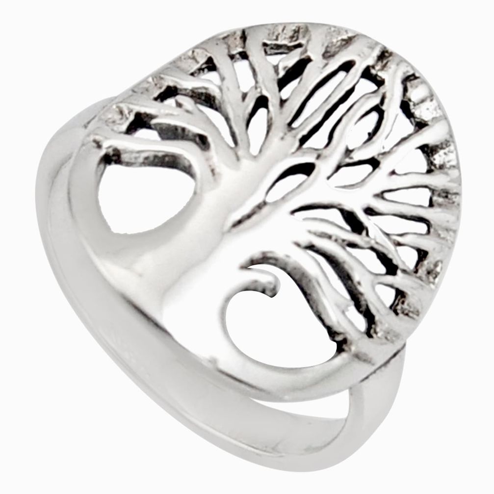 4.03gms indonesian bali style solid 925 silver tree of life ring size 7 c7006