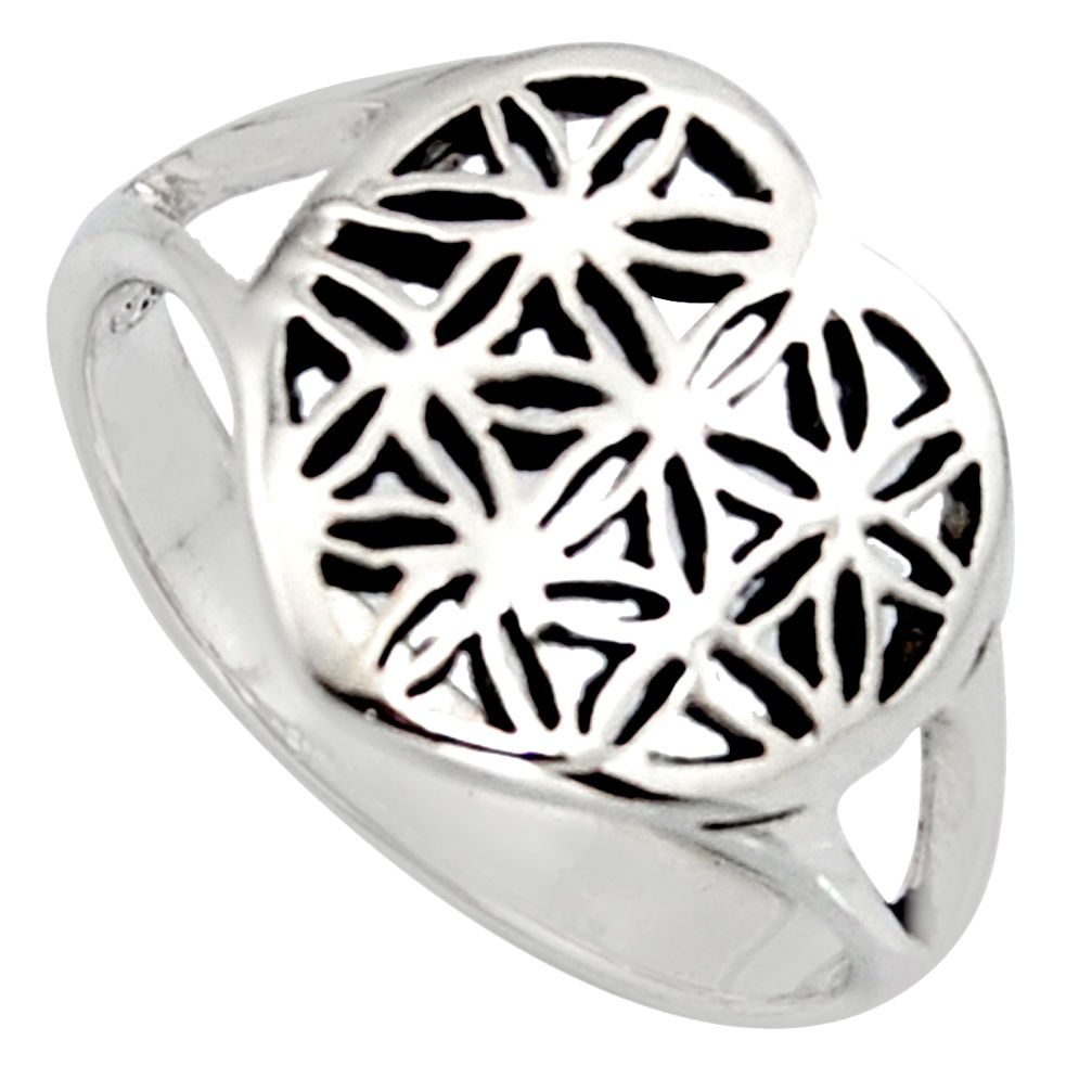 3.48gms indonesian bali style solid 925 sterling silver flower ring size 8 c7007