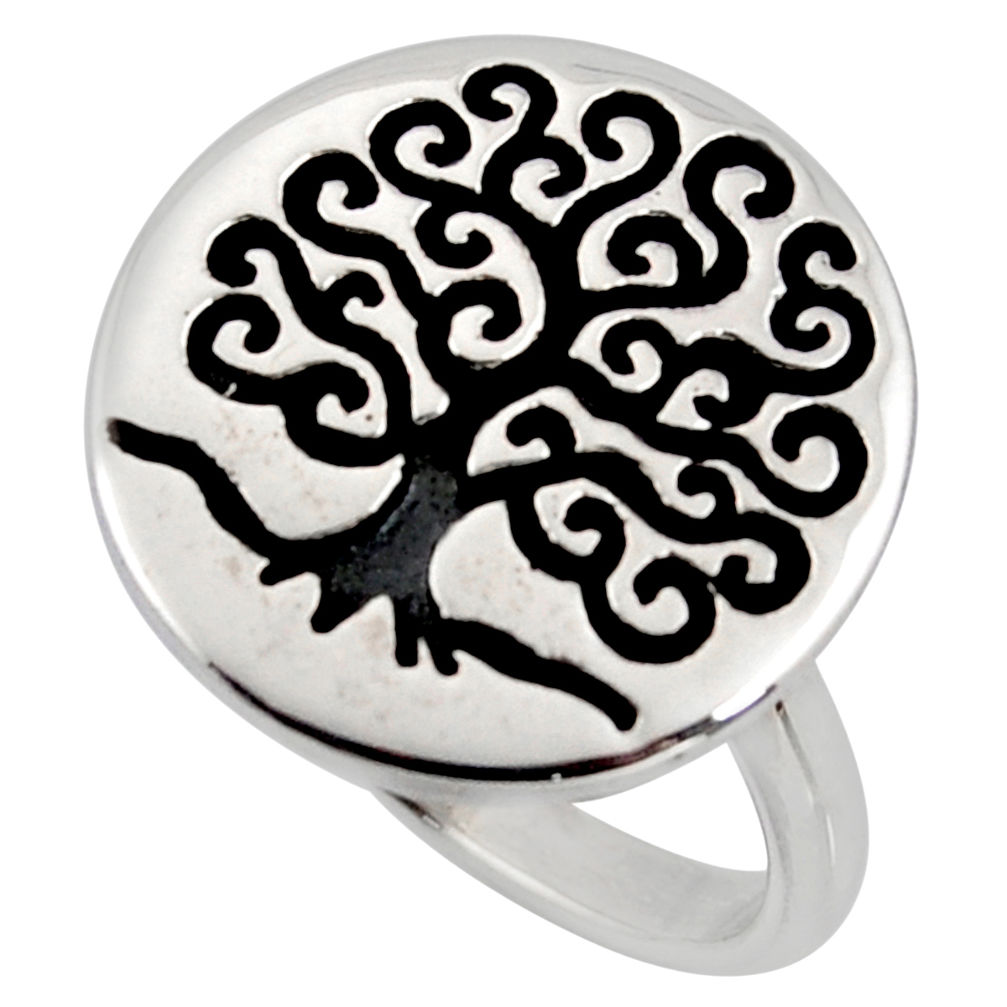 6.69gms indonesian bali style solid 925 silver tree of life ring size 7 c7010