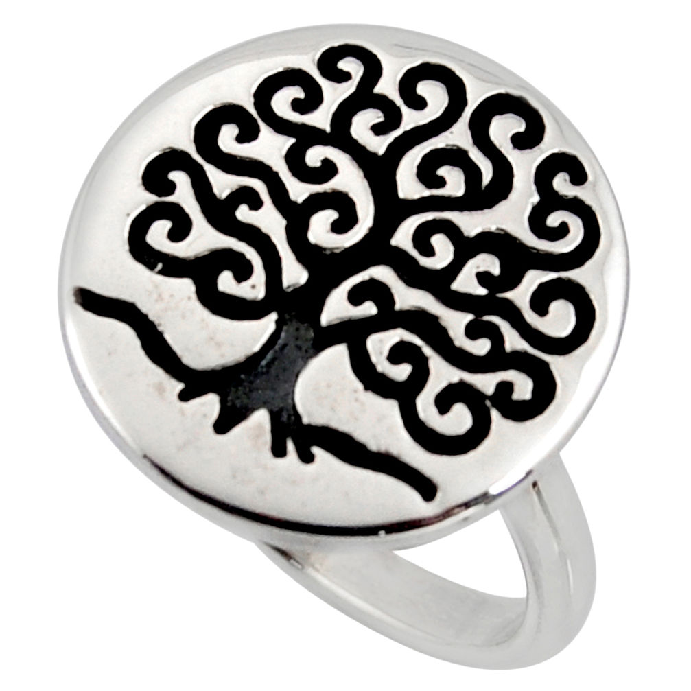 6.69gms indonesian bali style solid 925 silver tree of life ring size 7 c7011