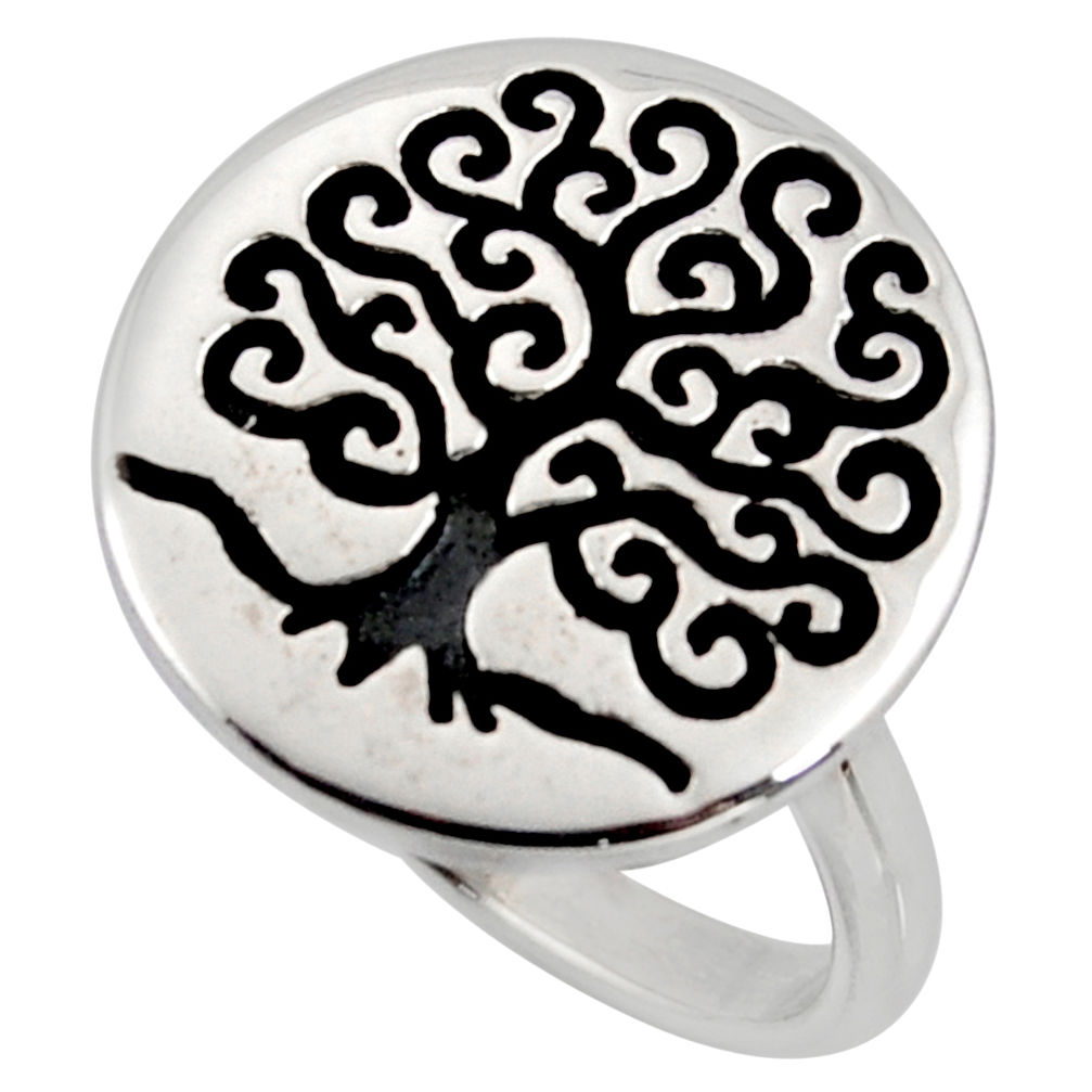 6.65gms indonesian bali style solid 925 silver tree of life ring size 8.5 c7012