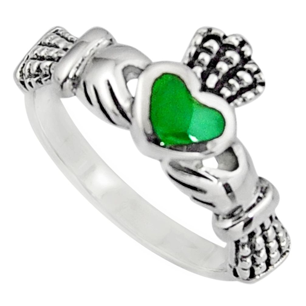 Irish celtic claddagh ring turquoise sterling silver crown heart size 7 c7039