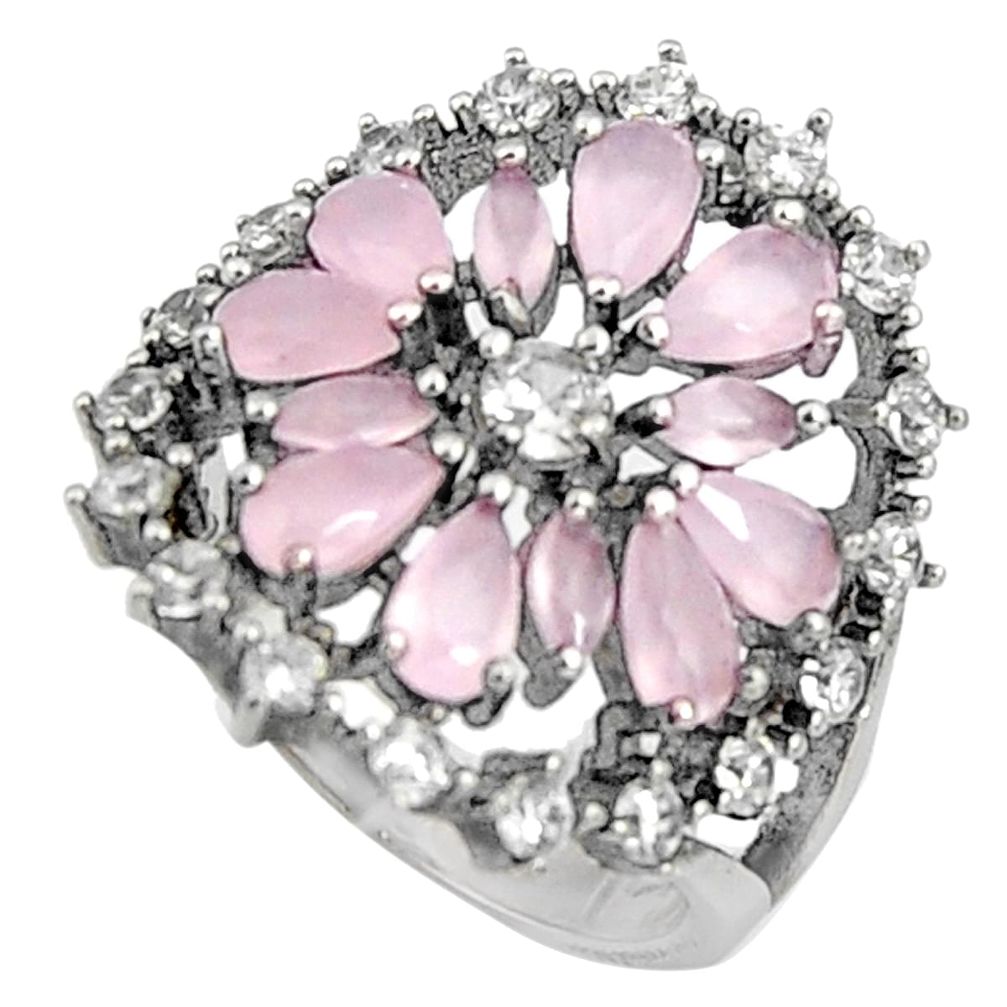 4.73cts pink chalcedony topaz 925 sterling silver ring size 7 c7087