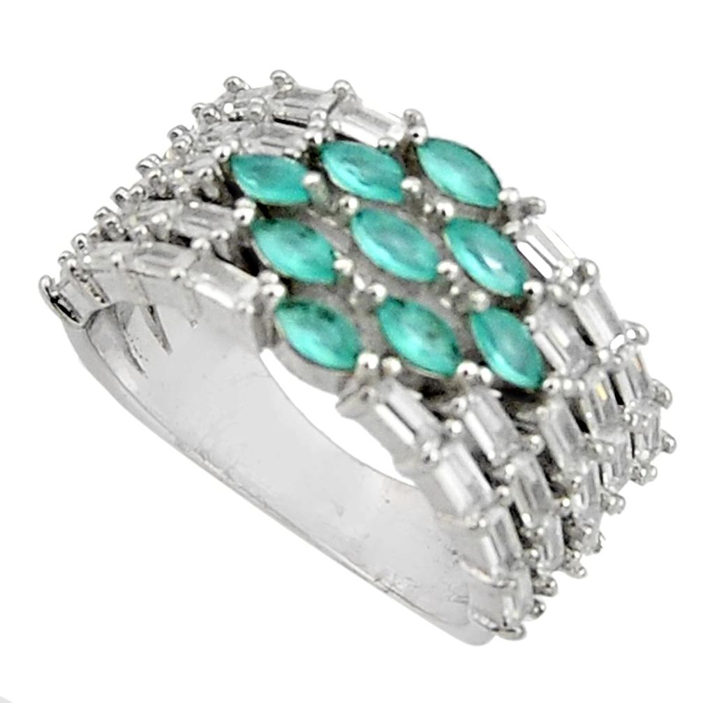 6.18cts aqua chalcedony topaz 925 sterling silver ring size 8 c7089