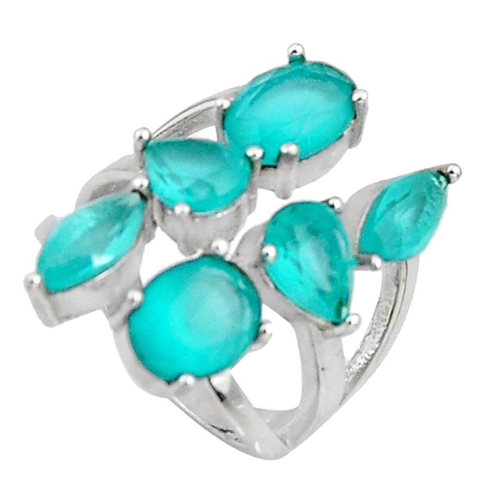 925 silver 11.19cts aqua chalcedony adjustable ring size 5 c7098