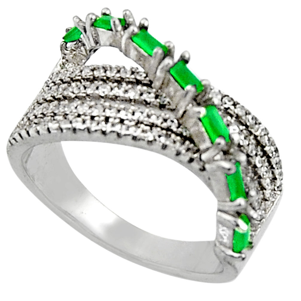 3.66cts green emerald (lab) topaz 925 sterling silver ring size 8.5 c7118