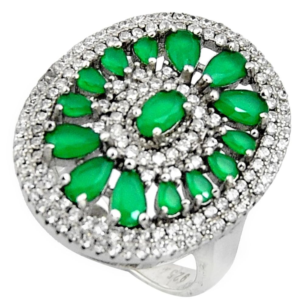 6.42cts green emerald (lab) topaz 925 sterling silver ring jewelry size 8 c7154