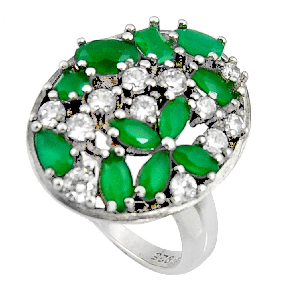 7.22cts green emerald (lab) topaz 925 sterling silver ring jewelry size 8 c7170