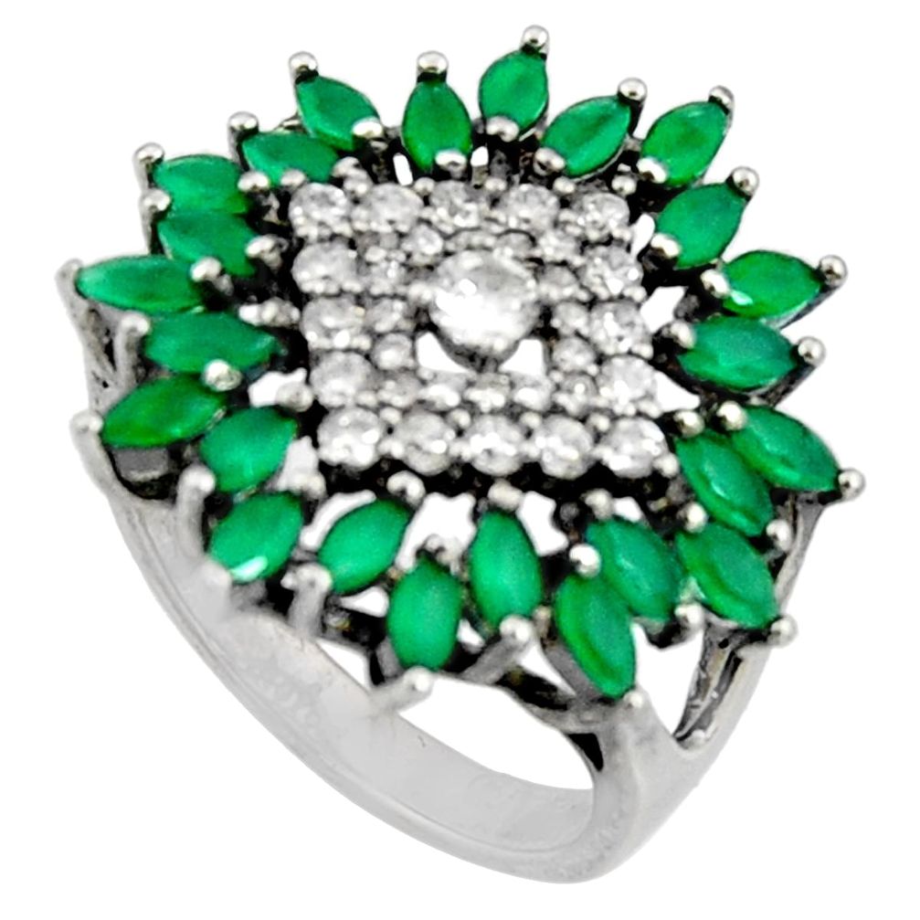 5.63cts green emerald (lab) topaz 925 sterling silver ring size 7.5 c7178