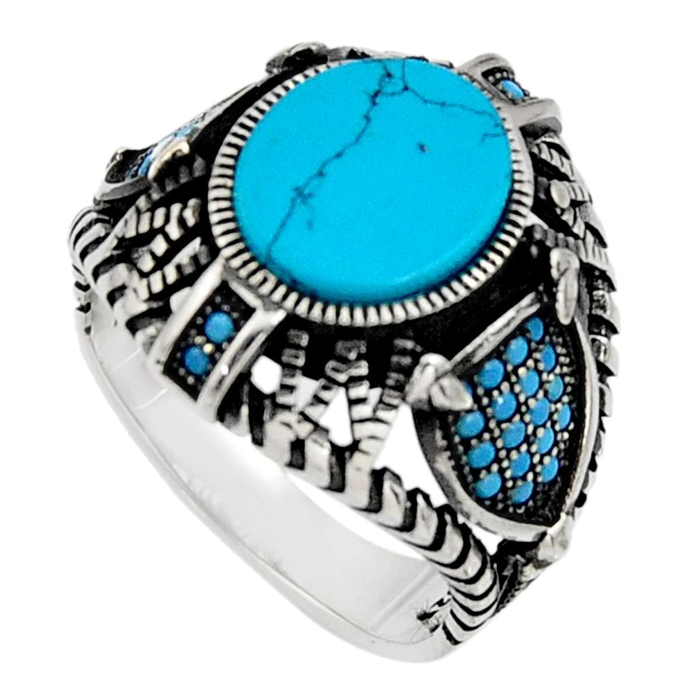 6.16cts fine blue turquoise 925 sterling silver mens ring jewelry size 11 c7400