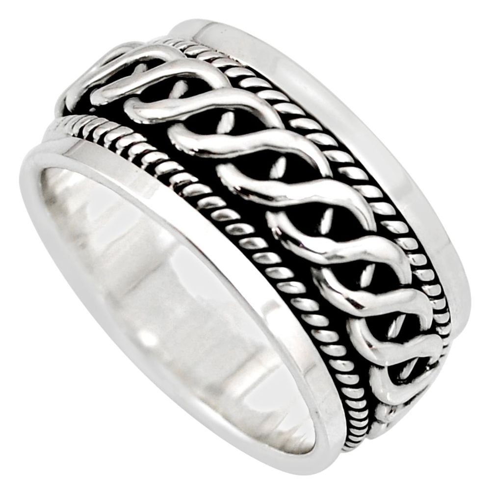 10.43gms meditation wish spinner band bali solid 925 silver ring size 10.5 c7429