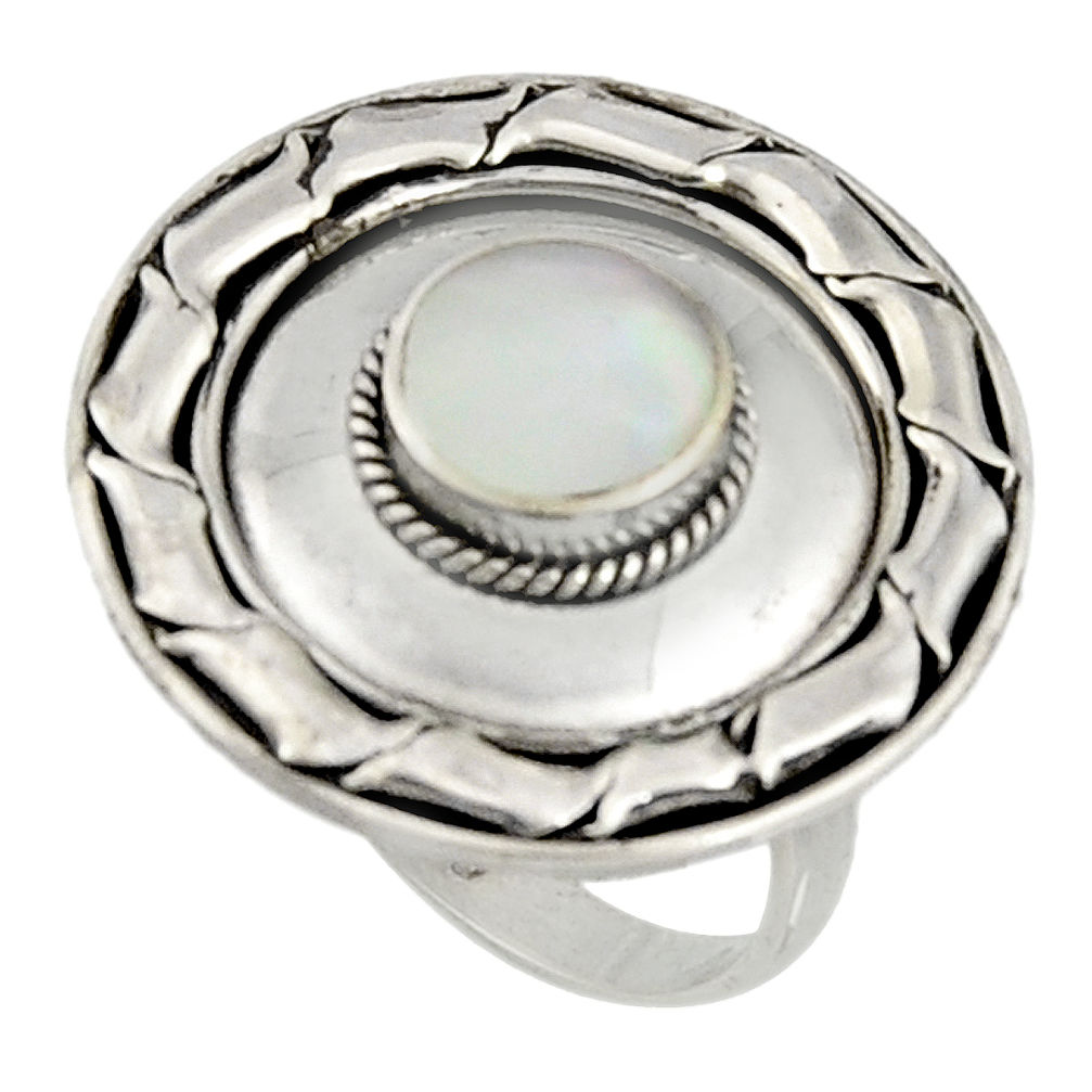 925 sterling silver 4.69gms white pearl enamel ring jewelry size 7.5 c7484