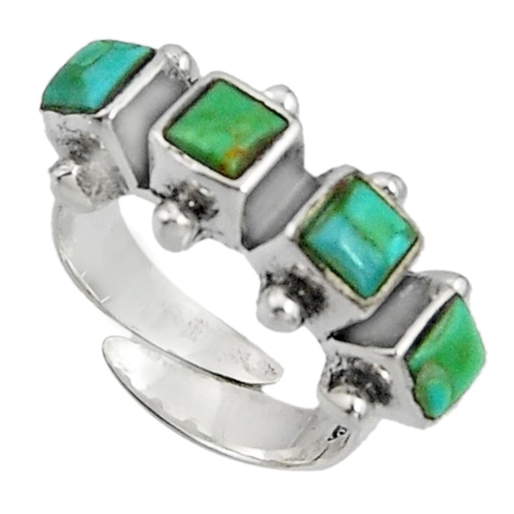 3.41cts green arizona mohave turquoise 925 silver adjustable ring size 6 c7507