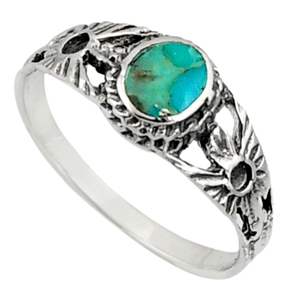 925 silver 2.26gms green arizona mohave turquoise enamel ring size 7.5 c7508