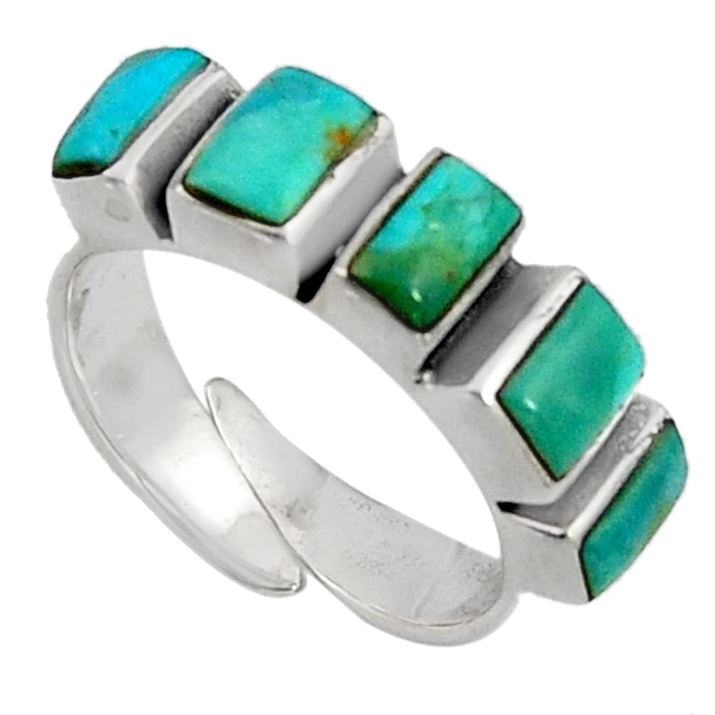 4.84cts green arizona mohave turquoise 925 silver adjustable ring size 6.5 c7519