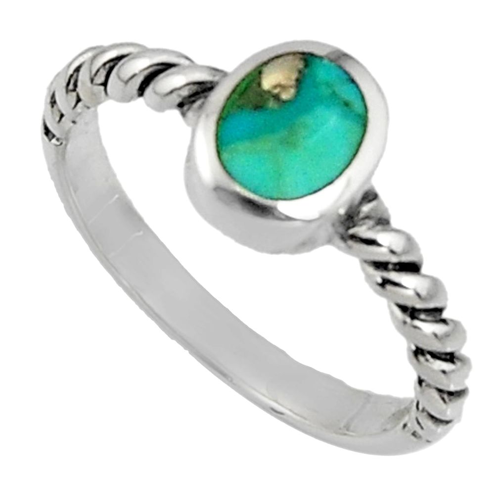 925 silver 3.48gms green arizona mohave turquoise enamel ring size 8 c7520