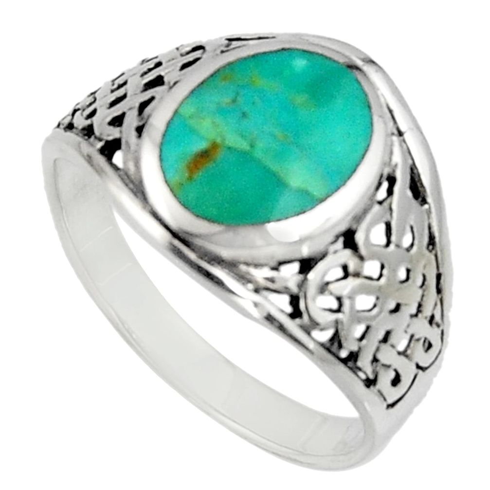 925 silver 5.89gms green arizona mohave turquoise enamel ring size 11.5 c7524