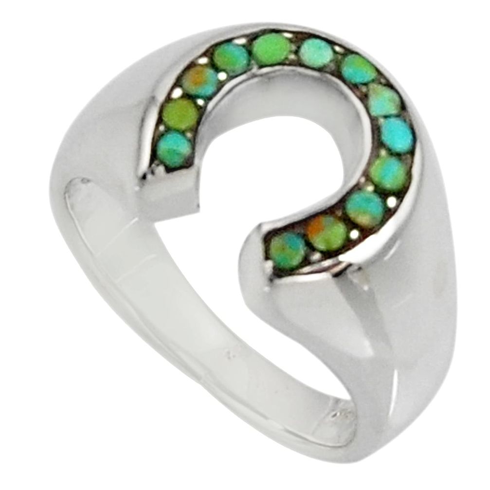 0.65cts green arizona mohave turquoise 925 sterling silver ring size 5.5 c7531