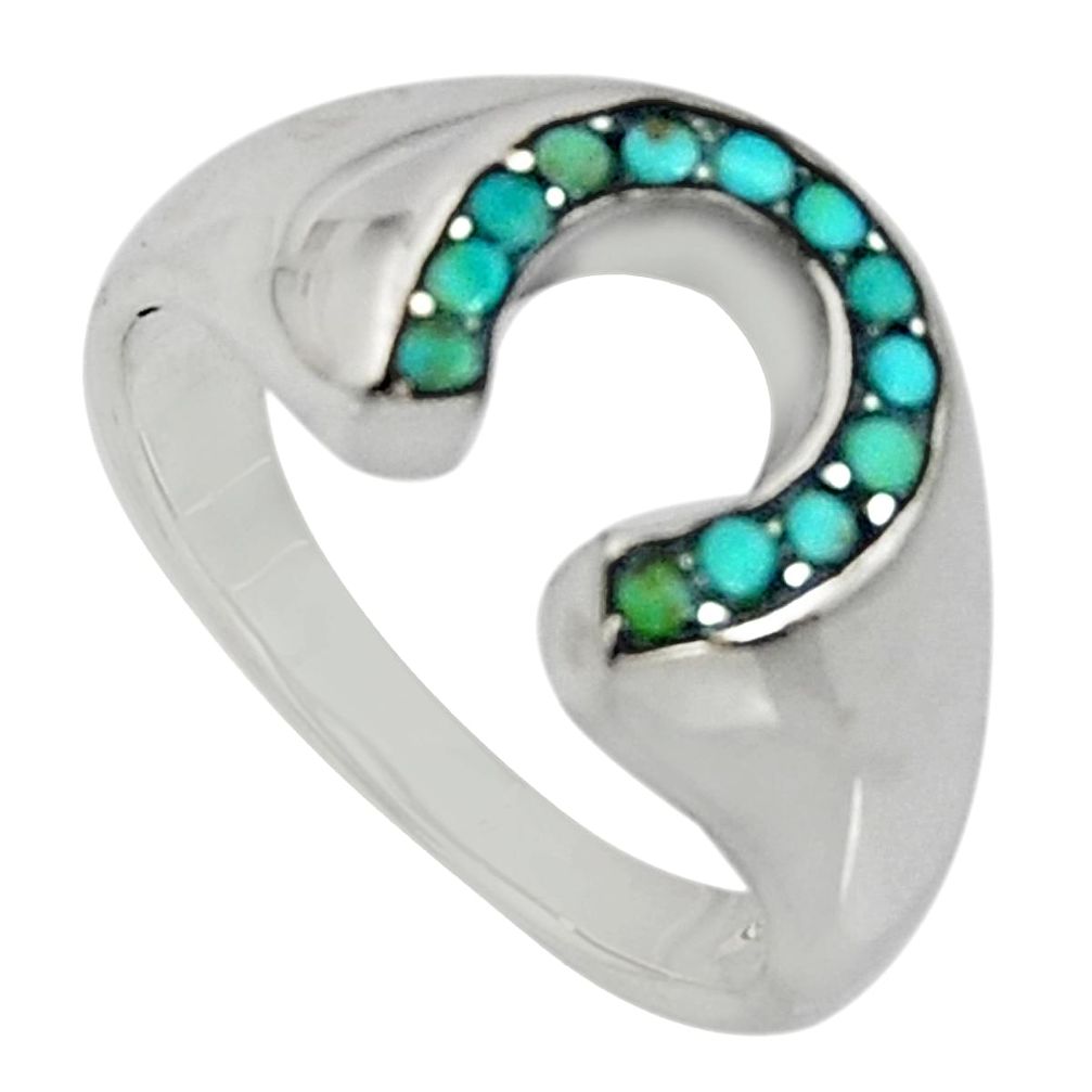 0.69cts green arizona mohave turquoise 925 sterling silver ring size 8.5 c7533