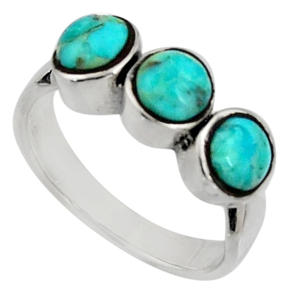 3.28cts green arizona mohave turquoise 925 sterling silver ring size 8 c7561