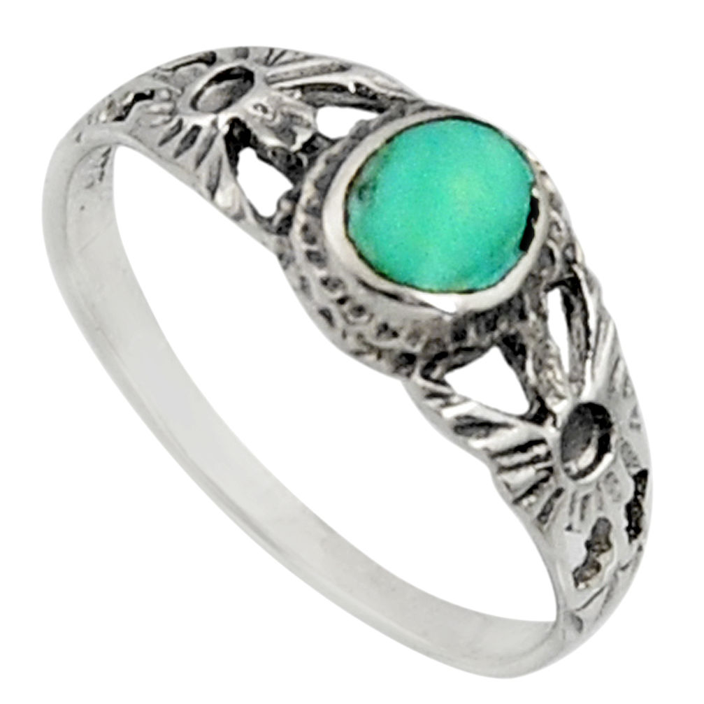 2.04gms green arizona mohave turquoise enamel 925 silver ring size 8 c7566