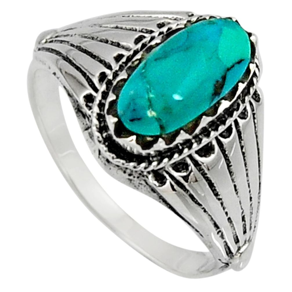 925 silver 2.77cts green arizona mohave turquoise solitaire ring size 9.5 c7568