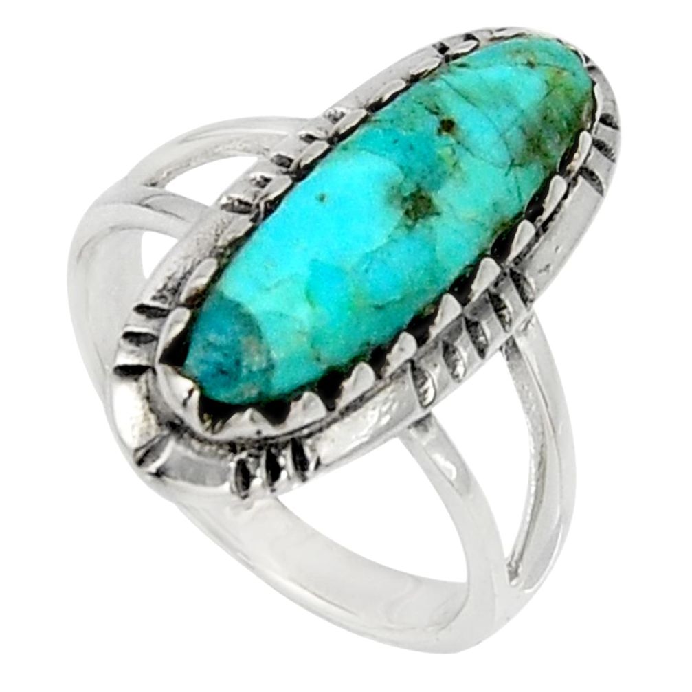 925 silver 4.22cts green arizona mohave turquoise solitaire ring size 6.5 c7570