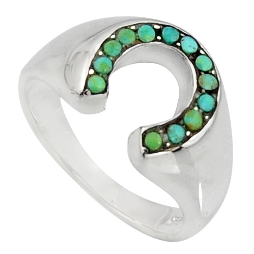 0.60cts green arizona mohave turquoise 925 sterling silver ring size 7.5 c7571