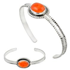 Natural orange cornelian (carnelian) 925 silver adjustable bangle d13320