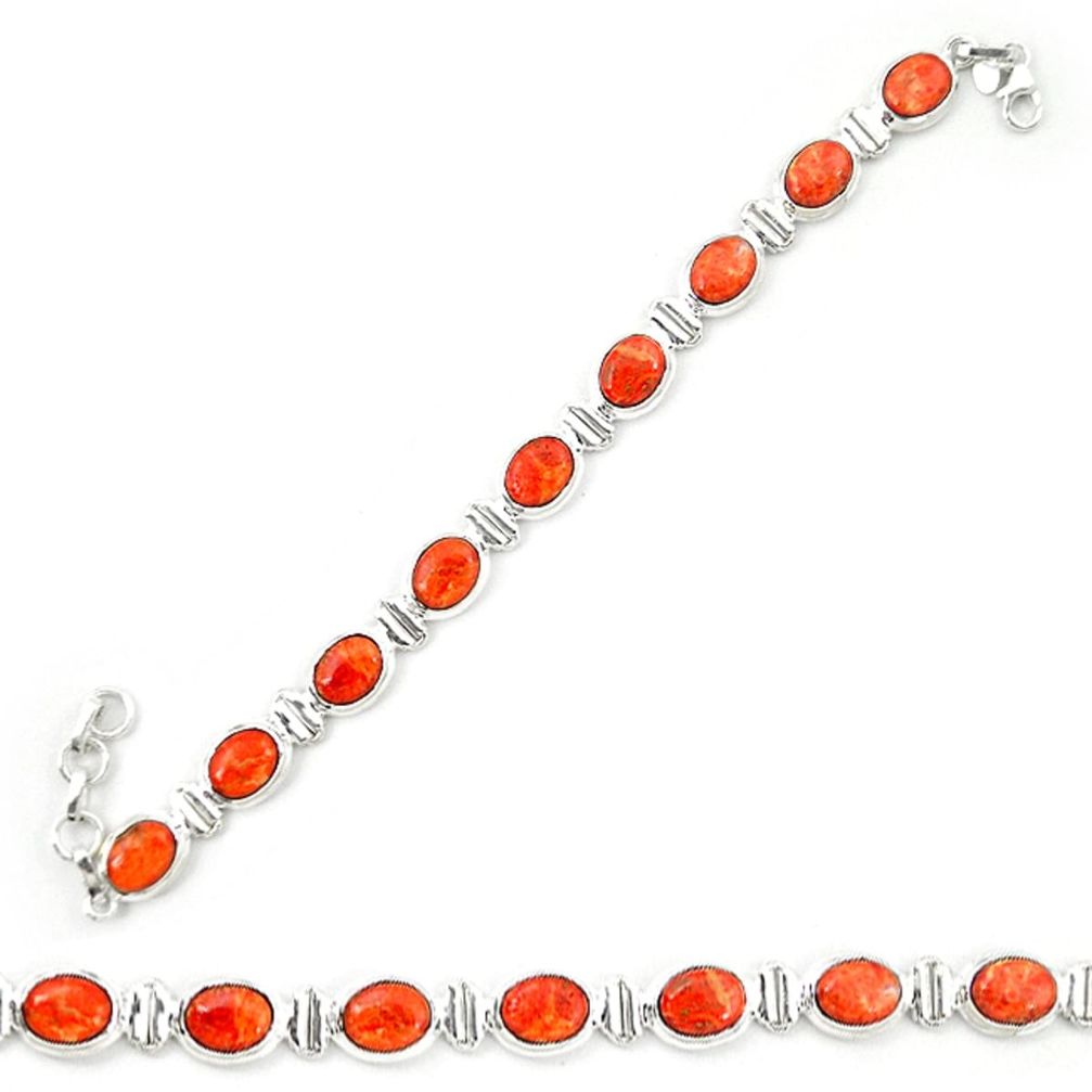 Red copper turquoise 925 sterling silver tennis bracelet jewelry d20270