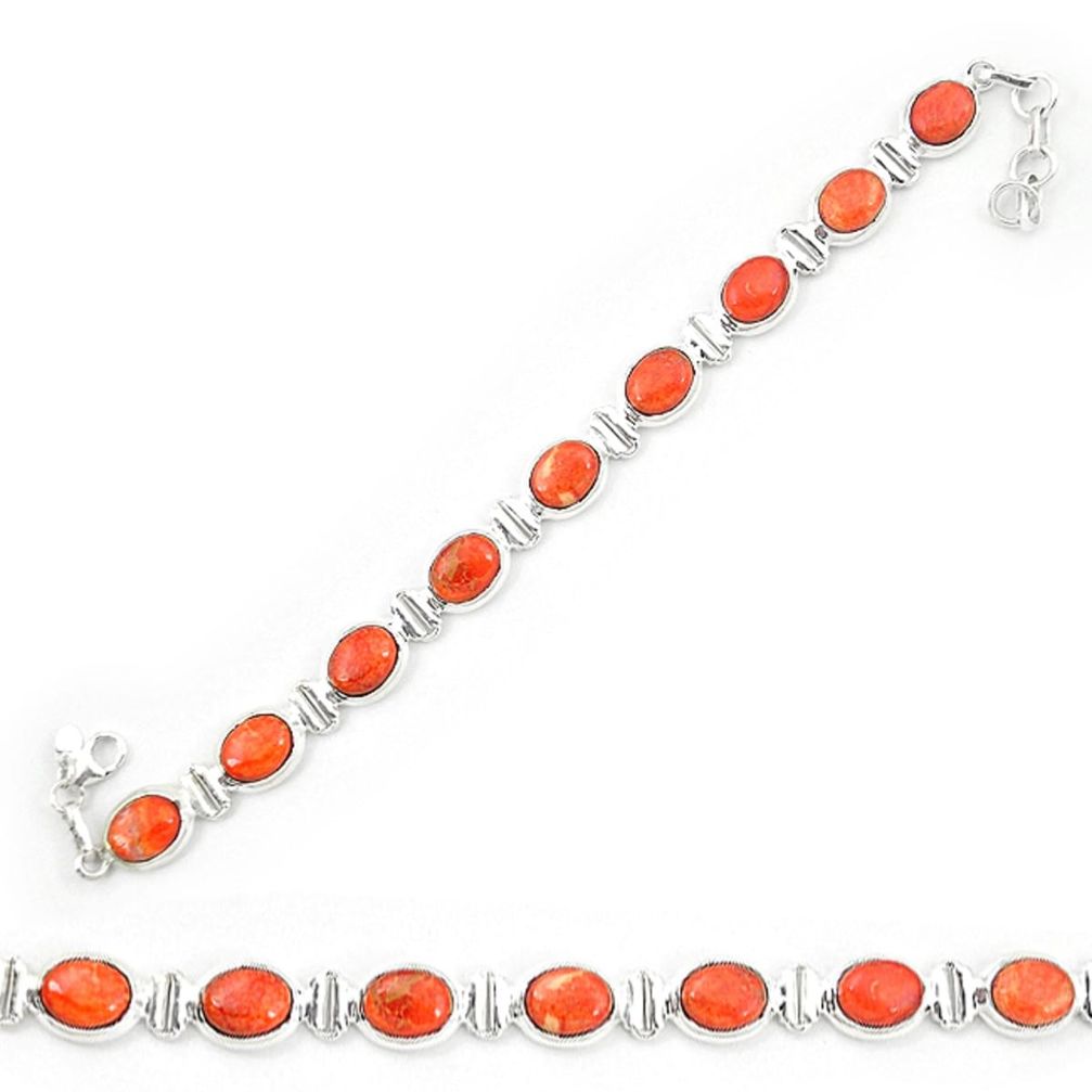 Red copper turquoise 925 sterling silver tennis bracelet jewelry d20274