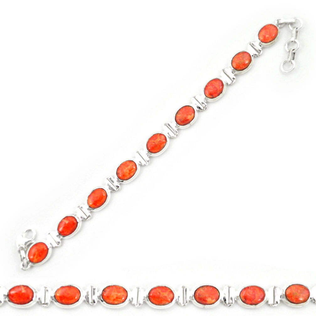 Red copper turquoise 925 sterling silver tennis bracelet jewelry d20278