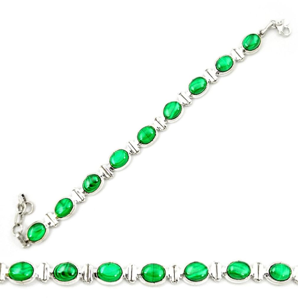 925 silver natural green malachite (pilot's stone) tennis bracelet d20304