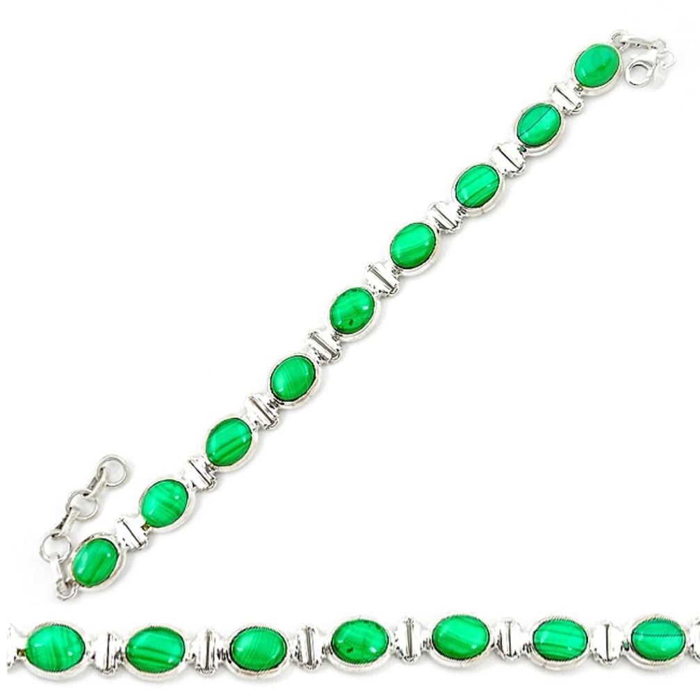 Natural green malachite (pilot's stone) 925 silver tennis bracelet d20306