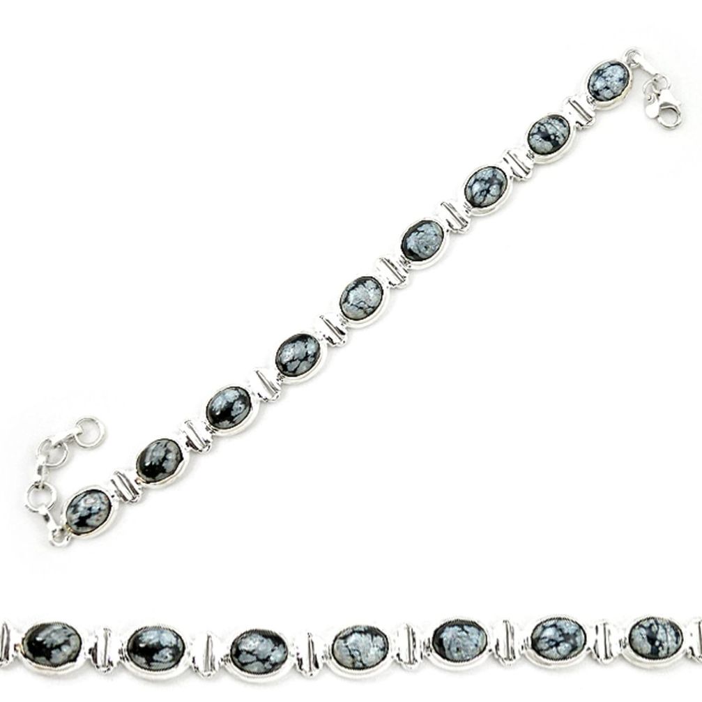 925 sterling silver natural black australian obsidian tennis bracelet d20315