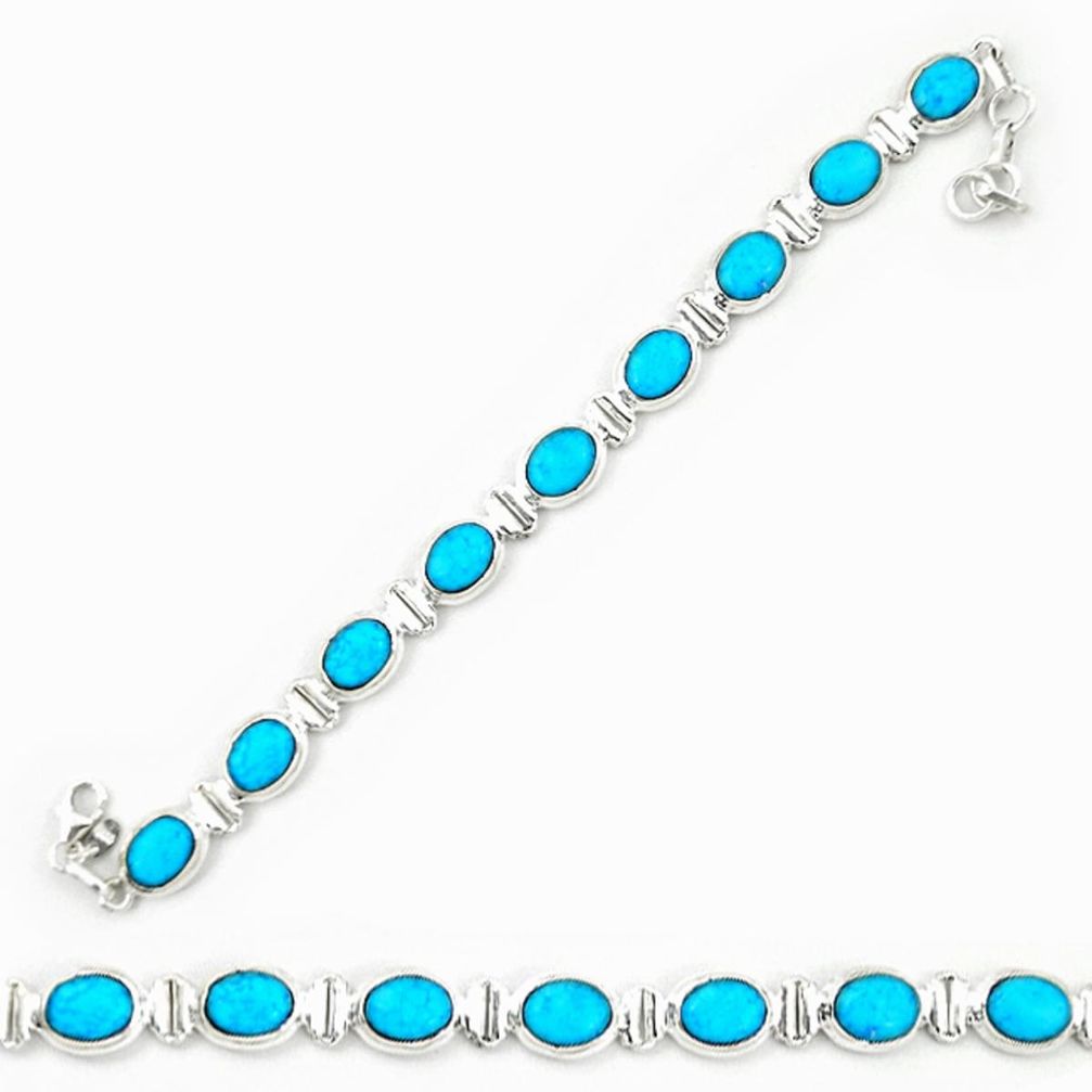 Natural blue magnesite 925 sterling silver tennis bracelet jewelry d20328