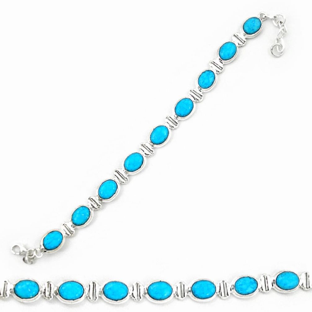 925 sterling silver natural blue magnesite oval tennis bracelet jewelry d20329