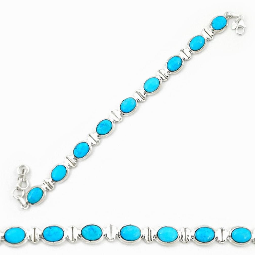 Natural blue magnesite 925 sterling silver tennis bracelet jewelry d20330