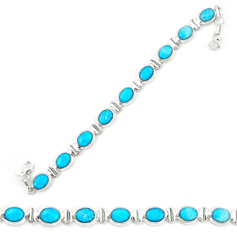 Natural blue magnesite 925 sterling silver tennis bracelet jewelry d20331