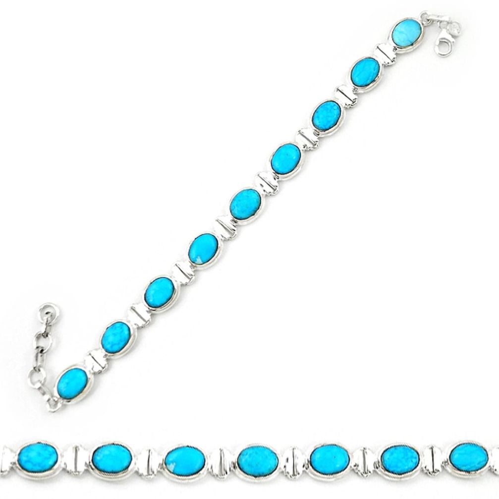 Natural blue magnesite 925 sterling silver tennis bracelet jewelry d20332